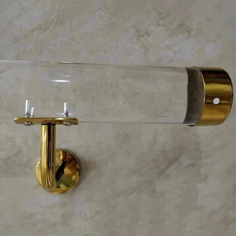 Smooth Ride Clear Acrylic Stair Handrail With Rock Solid Gold Brackets Custom Non Slip Wall Mount Banister For Steady Grip Indoors Or Outdoors Heavy Duty Safety Rail For Everyday Use