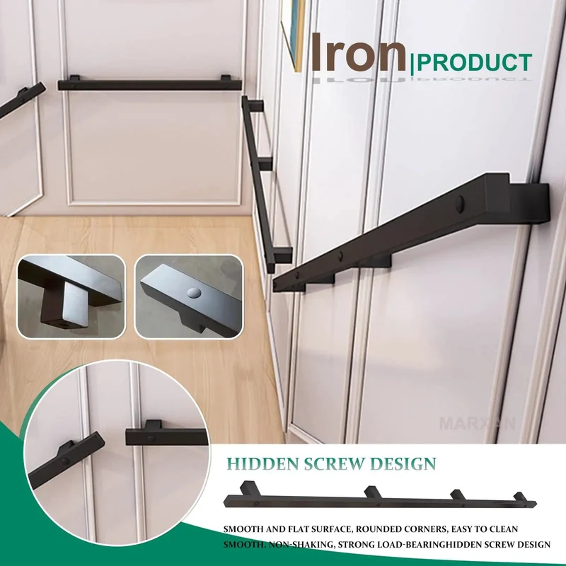 Heavy Duty Black Wrought Iron Stair Railing With Tough As Nails Build And Slick Non Slip Grip Adjustable From Thirty To Six Hundred Centimeters For Rock Solid Support And Badass Wall Decor