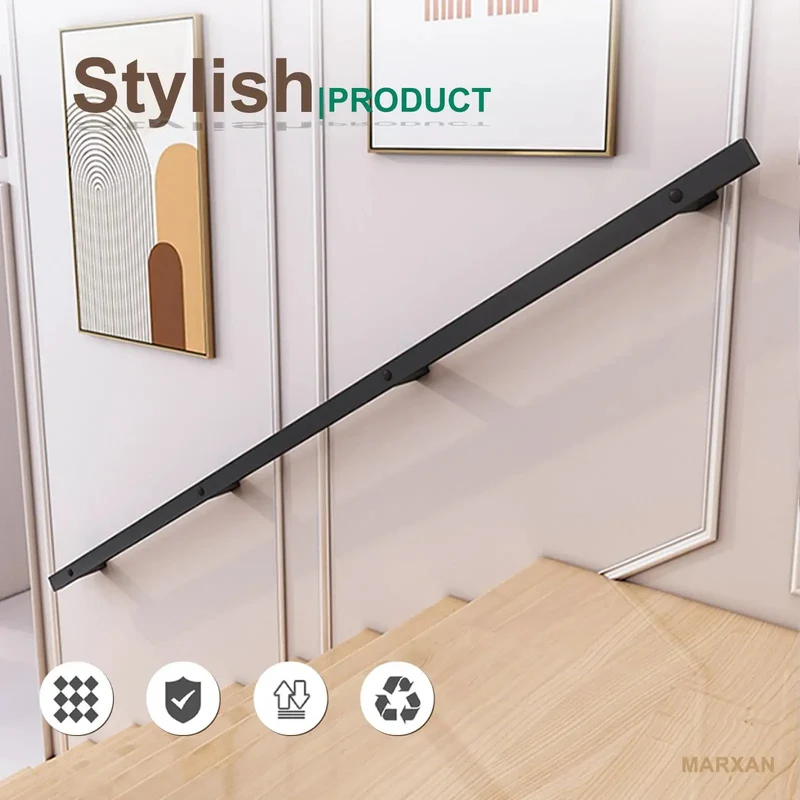 Rock Solid Black Wrought Iron Handrail For Stairs And Hallways With Hidden Mounting Screws Plus Durable Non Slip Grip And Decorative Support Railing That Adds Style To Any Home Space Without Hassle