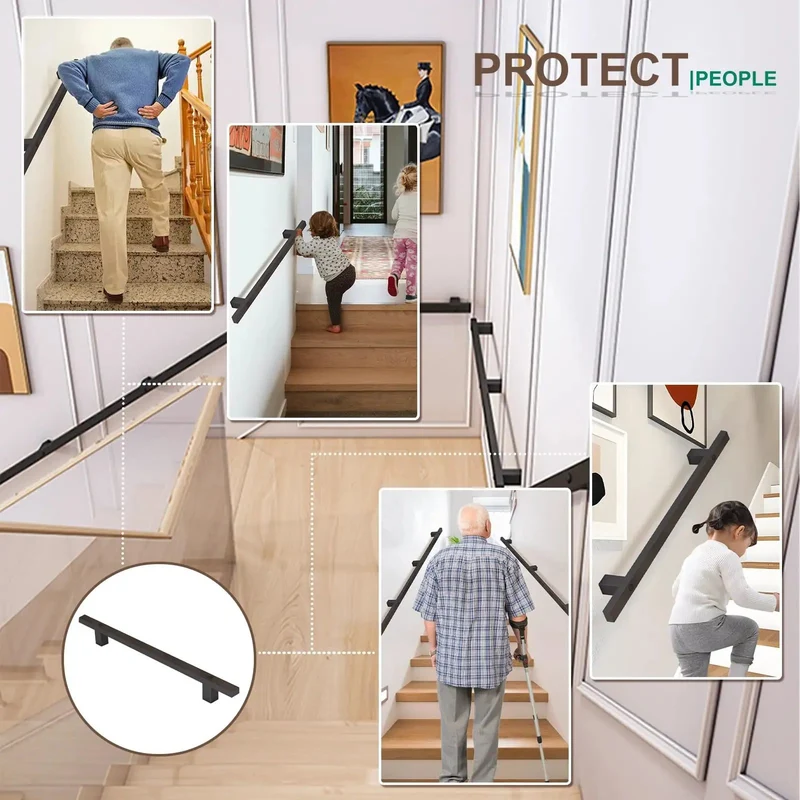 Rock Solid Wrought Iron Stair Railing Black Handrail For Staircase With Concealed Screw Mounts For Sleek Setup And Built Tough For Daily Hustle While Granting Sure Footed Non Slip Grip That Brings Serious Edge To Your Entry Way