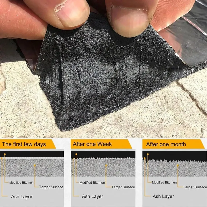 Heavy-Duty Asphalt Roof Repair Tape Wicked Durable Self-Adhesive Waterproof Felt Roll with Thickened Aluminum Foil Backing High Tensile Strength Polymer Modified Asphalt Leak Stopper for Rugged Outdoor Applications