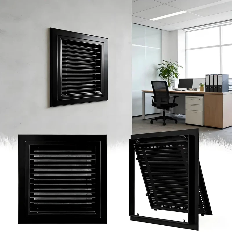 No Fuss Black Return Air Grille With Slick Magnetic Closure Louvered Access Door And No Sweat Easy Install Drywall Vent Cover For Attic And Crawl Space Utility Panels Eight By Sixteen Inches