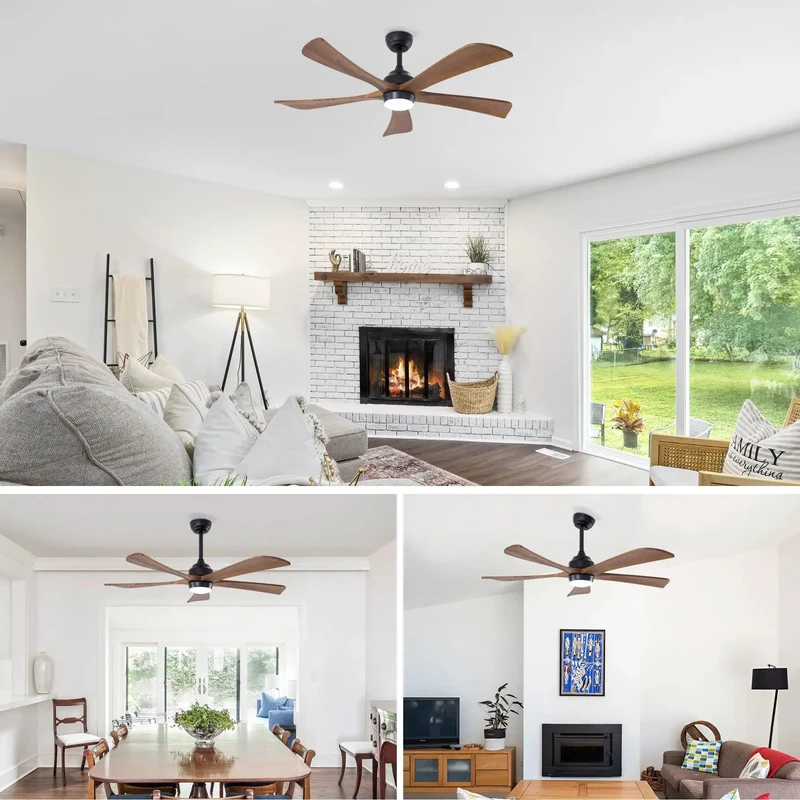 Slick 52 Inch Ceiling Fan With Top Shelf Solid Wood Blades And Integrated Led Lighting Featuring A Quiet Dc Motor With Six Speed Settings Reversible For No Fuss Installation And Breezy Comfort In Your Patio Bedroom Or Home Office Black