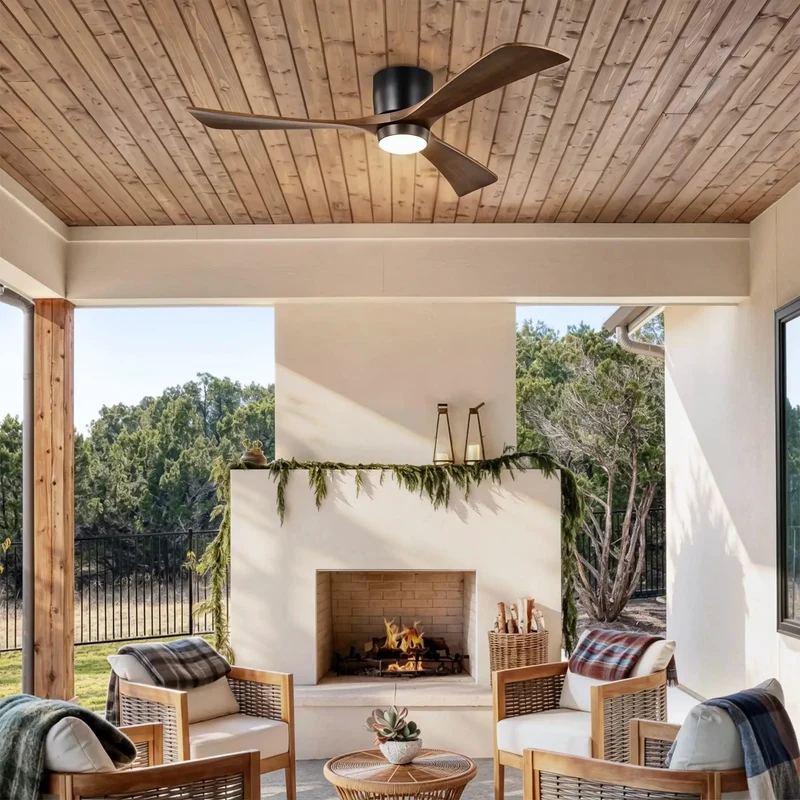 Smooth As Butter 52 Inch Flush Mount Ceiling Fan With Real Wood Blades Integrated Lighting Hella Quiet Dc Motor Six Speeds Wireless Remote And Reversible Airflow Matte Black Finish