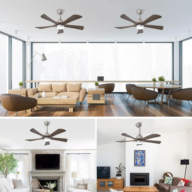 42 Inch Ceiling Fan With Solid Wood Blades And Integrated Led Lighting Quiet Dc Motor Six Speed Settings Remote Control Reversible Direction Slick Design Smooth Operation Ideal For Patios Living Rooms Bedrooms Offices Top Shelf Cooling Setup