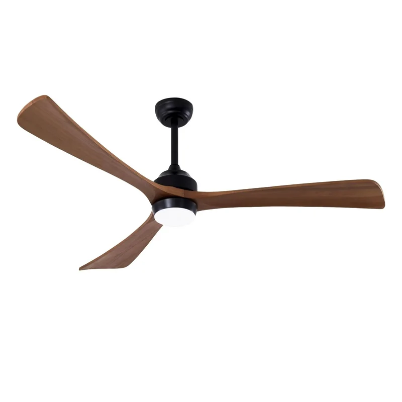 62 Inch Solid Wood Blade Ceiling Fan With Integrated Lighting And Wireless Remote Quiet DC Motor Six Speeds Reversible Flow Delivers Smooth Cooling To Living Rooms Patios And Bedrooms