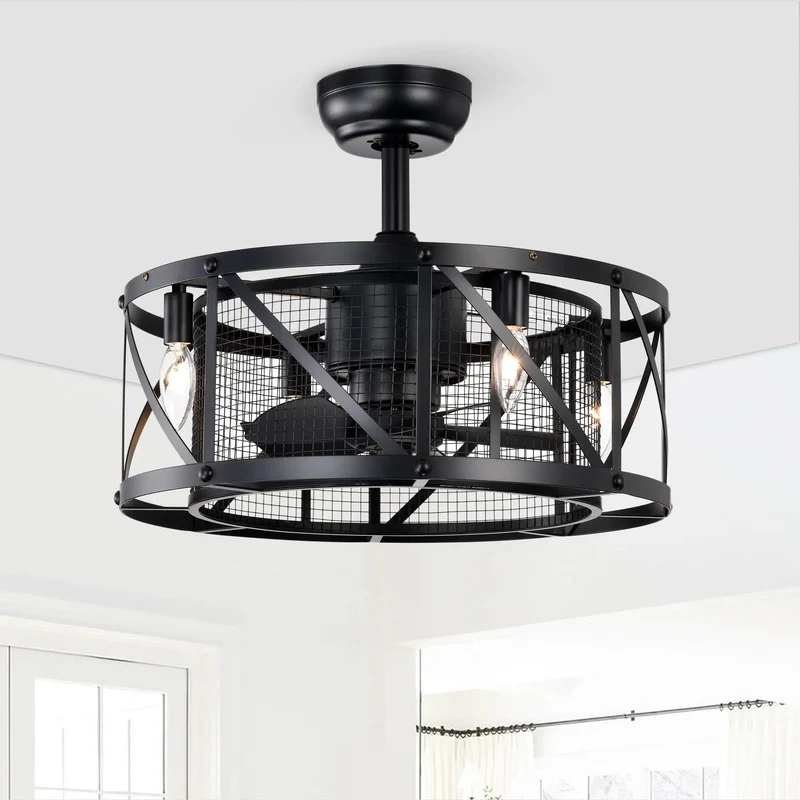 Rugged Industrial Ceiling Fan With Smart Remote 3 Speed Ac Motor Built In Timer Slick Matte Black Finish Compact 20 Inch Design Vibe Ready For Living Rooms And Bedrooms Bulb Not Included Top Tier Cooling
