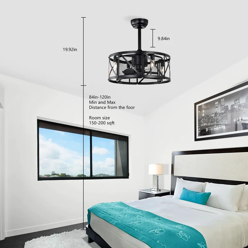 Rugged Industrial Ceiling Fan With Smart Remote 3 Speed Ac Motor Built In Timer Slick Matte Black Finish Compact 20 Inch Design Vibe Ready For Living Rooms And Bedrooms Bulb Not Included Top Tier Cooling