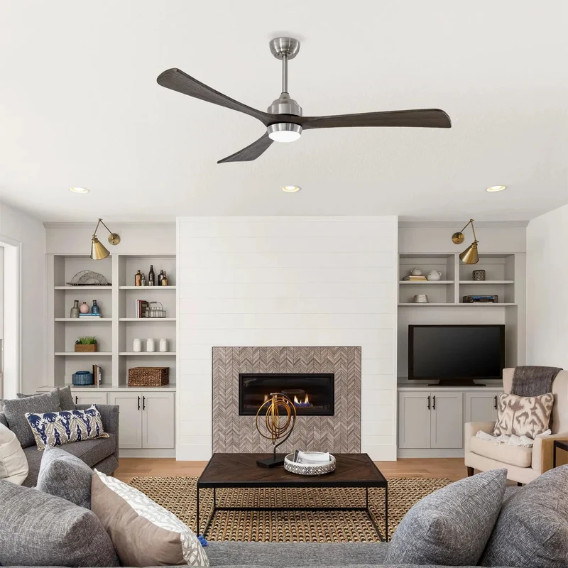 62 Inch 3 Blade Ceiling Fan With Solid Wood Blades And Integrated LED Light Remote Control Quiet DC Motor 6 Speed Reversible Smooth Operator Airflow For Living Room Patio Bedroom