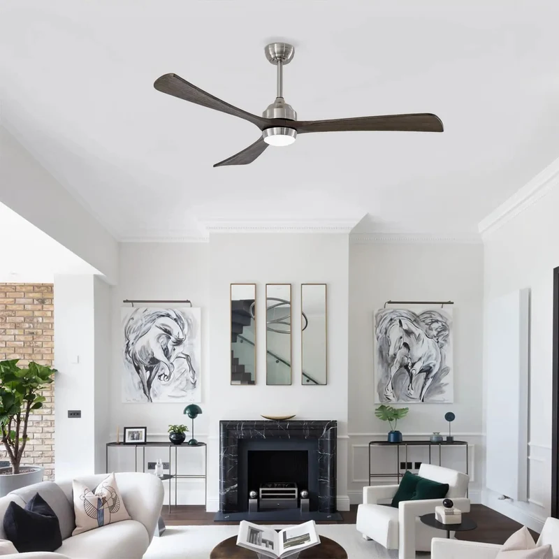 62 Inch 3 Blade Ceiling Fan With Solid Wood Blades And Integrated LED Light Remote Control Quiet DC Motor 6 Speed Reversible Smooth Operator Airflow For Living Room Patio Bedroom