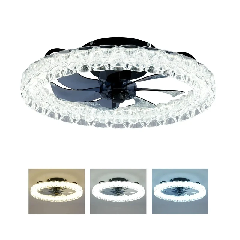 Galaxy Ceiling Fan Light Fixture Kit With Remote And Dimmable Led Bulbs Modern Flush Mount With Silent Dc Motor And Six Speed Settings Solid Black Metal Build For A Smooth As Butter Living Room Or Bedroom Setup