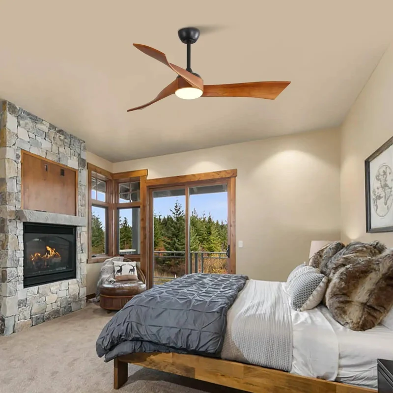52 Inch Farmhouse Ceiling Fan With Hand Carved Wood Blades And Sweet Dimmable Led Lighting Driven By Dead Silent Dc Motor Delivering Killer Cooling Airflow With Smooth Remote Control And Rock Solid Build For Medium Large Rooms