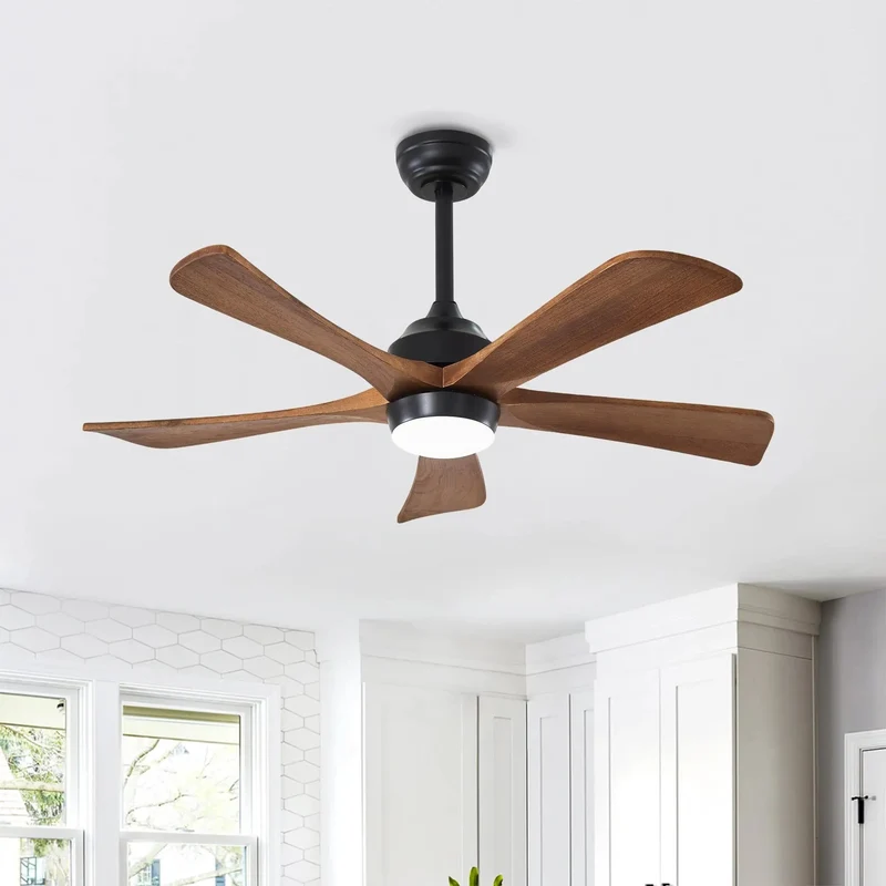 42 Inch Matte Black Ceiling Fan With Solid Wood Blades Remote Control Lighting And Lowkey Quiet Dc Motor For Smooth Refreshing Airflow Across Living Rooms And Bedrooms