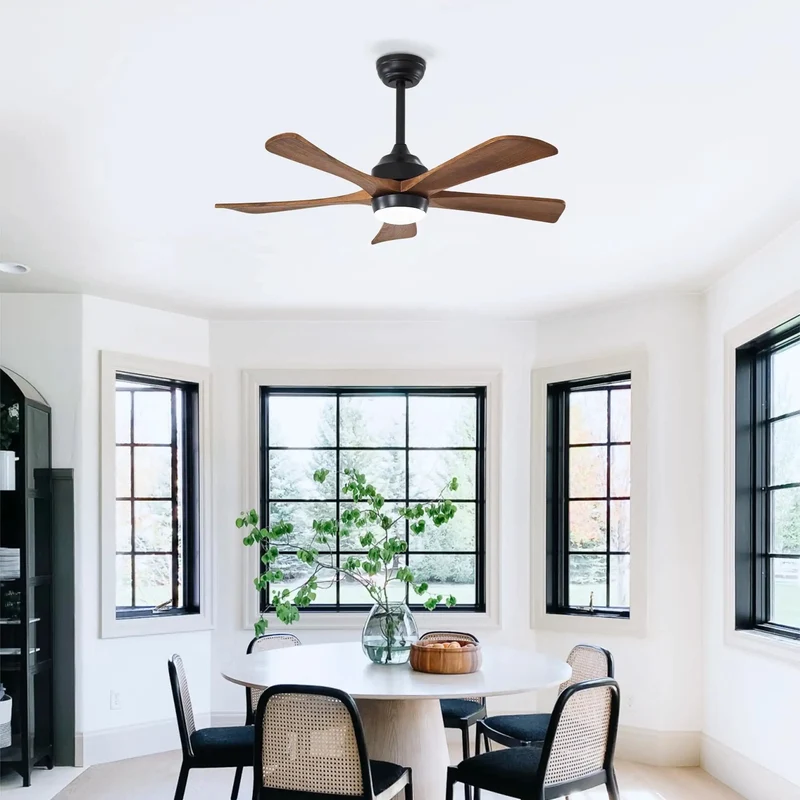 42 Inch Matte Black Ceiling Fan With Solid Wood Blades Remote Control Lighting And Lowkey Quiet Dc Motor For Smooth Refreshing Airflow Across Living Rooms And Bedrooms