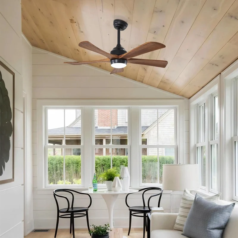 42 Inch Matte Black Ceiling Fan With Solid Wood Blades Remote Control Lighting And Lowkey Quiet Dc Motor For Smooth Refreshing Airflow Across Living Rooms And Bedrooms