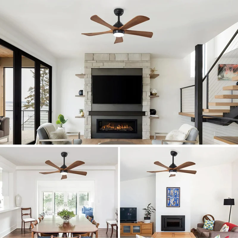 42 Inch Matte Black Ceiling Fan With Solid Wood Blades Remote Control Lighting And Lowkey Quiet Dc Motor For Smooth Refreshing Airflow Across Living Rooms And Bedrooms