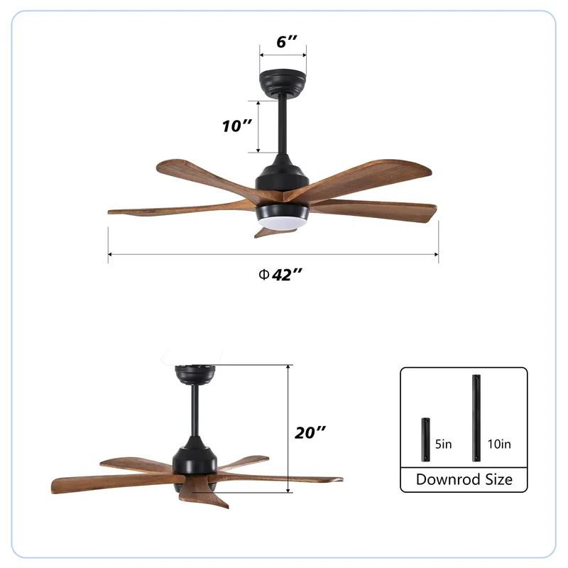 42 Inch Matte Black Ceiling Fan With Solid Wood Blades Remote Control Lighting And Lowkey Quiet Dc Motor For Smooth Refreshing Airflow Across Living Rooms And Bedrooms