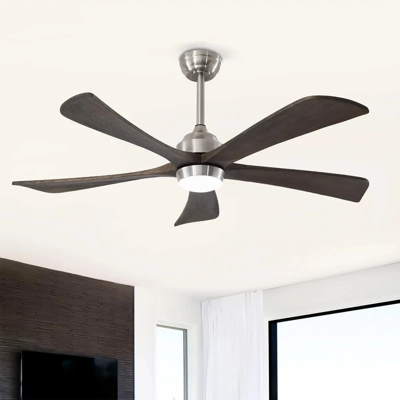 52 Inch Ceiling Fan With Solid Wood Blades And Integrated Light Kit Powered By A Whisper Quiet Dc Motor Six Speed Controls Reversible Rotation Wireless Remote And No Sweat Setup That Keeps Your House Totally Chill In A Sleek Nickel Finish
