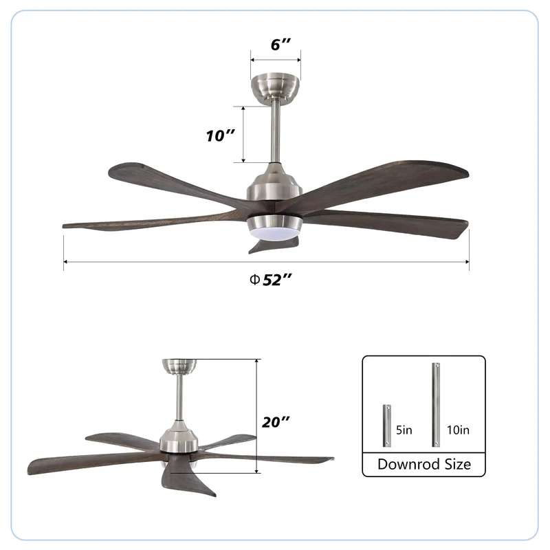 52 Inch Ceiling Fan With Solid Wood Blades And Integrated Light Kit Powered By A Whisper Quiet Dc Motor Six Speed Controls Reversible Rotation Wireless Remote And No Sweat Setup That Keeps Your House Totally Chill In A Sleek Nickel Finish