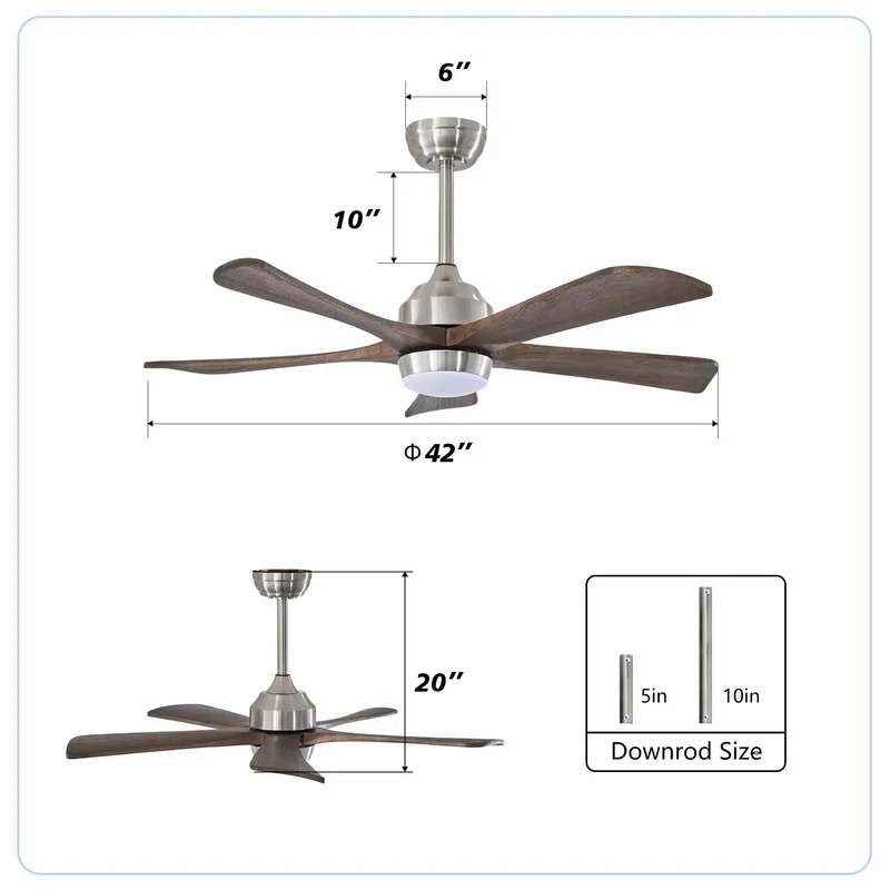 42 Inch Ceiling Fan With Remote Control And Bright Light Pairs Solid Sycamore Wood Blades With A Sharp Nickel Build To Bring Fresh Airflow And Chill Vibes Through Six Speed Levels And Reversible Motor Functionality