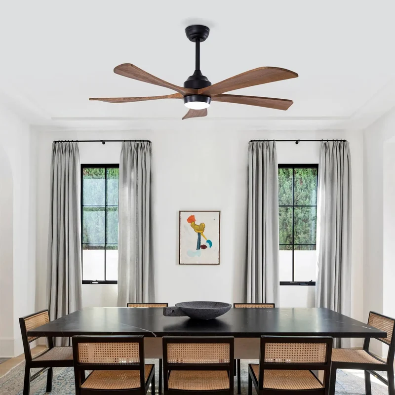 52 Inch Matte Black Ceiling Fan With Reversible Solid Wood Blades And Integrated Remote Controlled Lighting Featuring Super Silent Dc Motor Six Killer Speed Settings Straight Up Big Room Chill