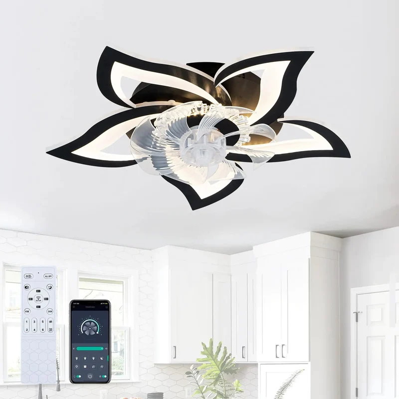 Matte Black 24 Inch Ceiling Fan With Remote Control And Three Light Settings Six Speeds Silent Copper Motor Low Profile Flush Mount Dead Simple Diy Install Tight Frame For Hella Smooth Cooling Bliss