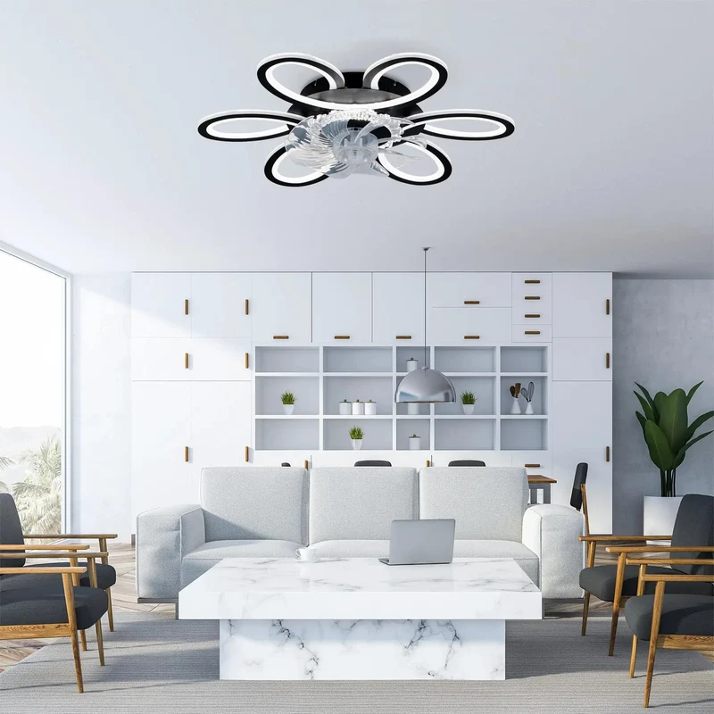 Sleek Matte Black Ceiling Fan With Built In Lights And Full Function Remote Delivers Whisper Quiet Action Six Speed Settings Wall Switch Included No Sweat Setup For Crisp Cooling And Chill Home Vibes All Day Long