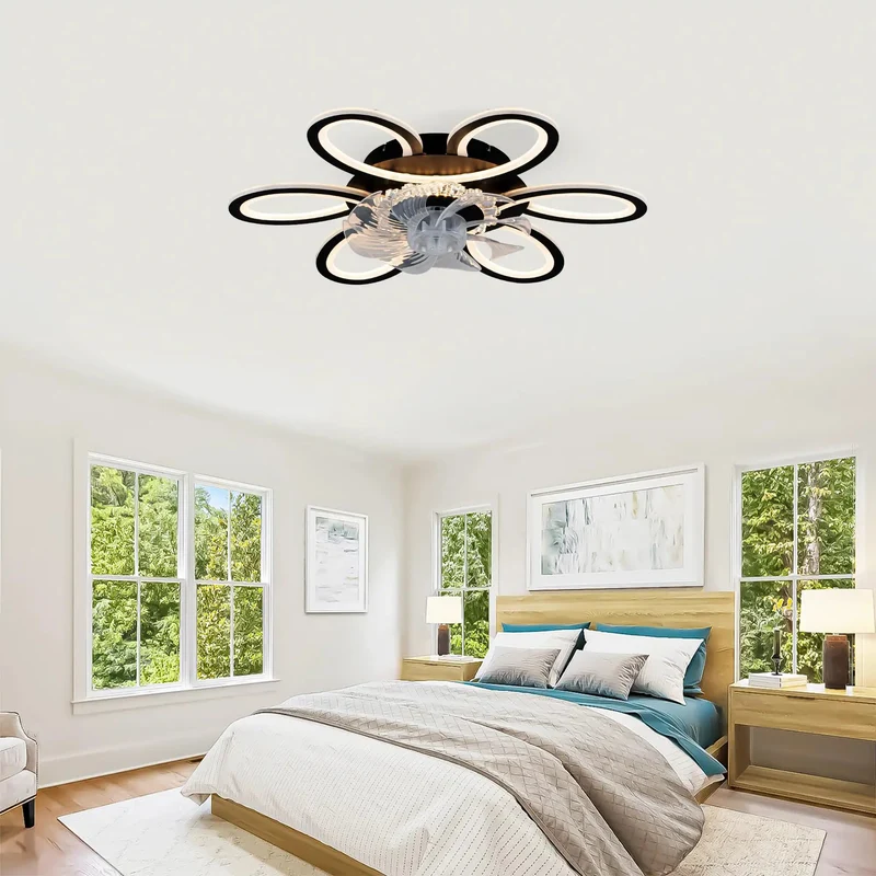 Sleek Matte Black Ceiling Fan With Built In Lights And Full Function Remote Delivers Whisper Quiet Action Six Speed Settings Wall Switch Included No Sweat Setup For Crisp Cooling And Chill Home Vibes All Day Long