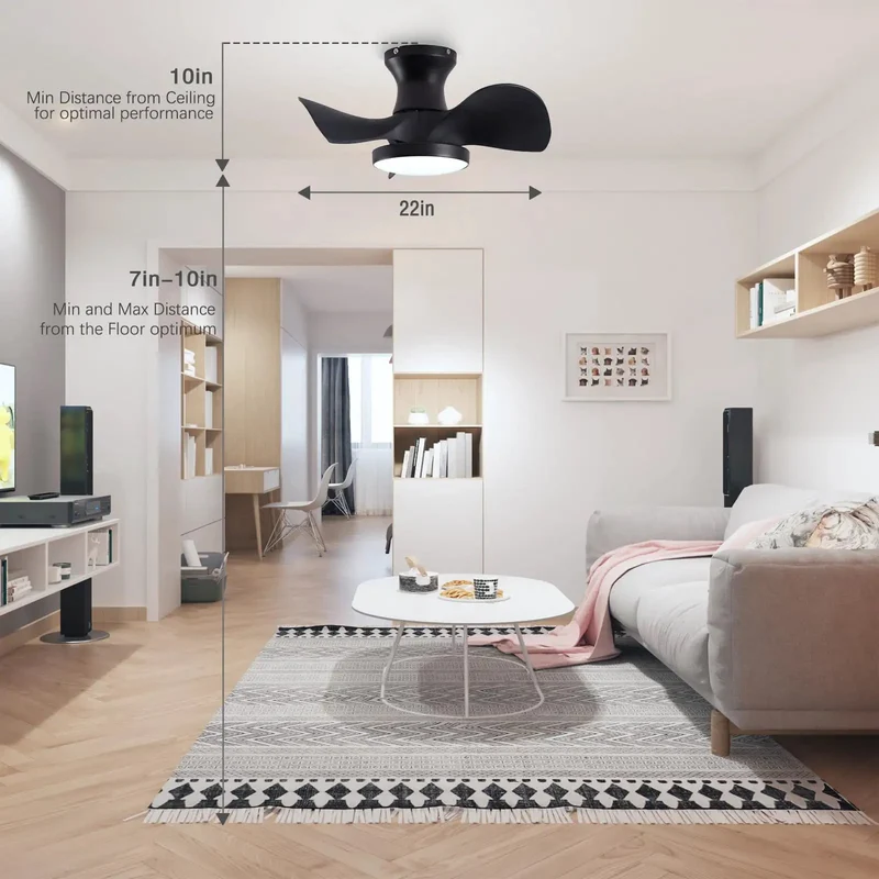 No Hassle Install Matte Black Ceiling Fan With Triple Temp Led Glow And Responsive Remote Wall Switch Plus Reversible Drive Motor For All Season Airflow Relaxation Quick Living Room Refresh