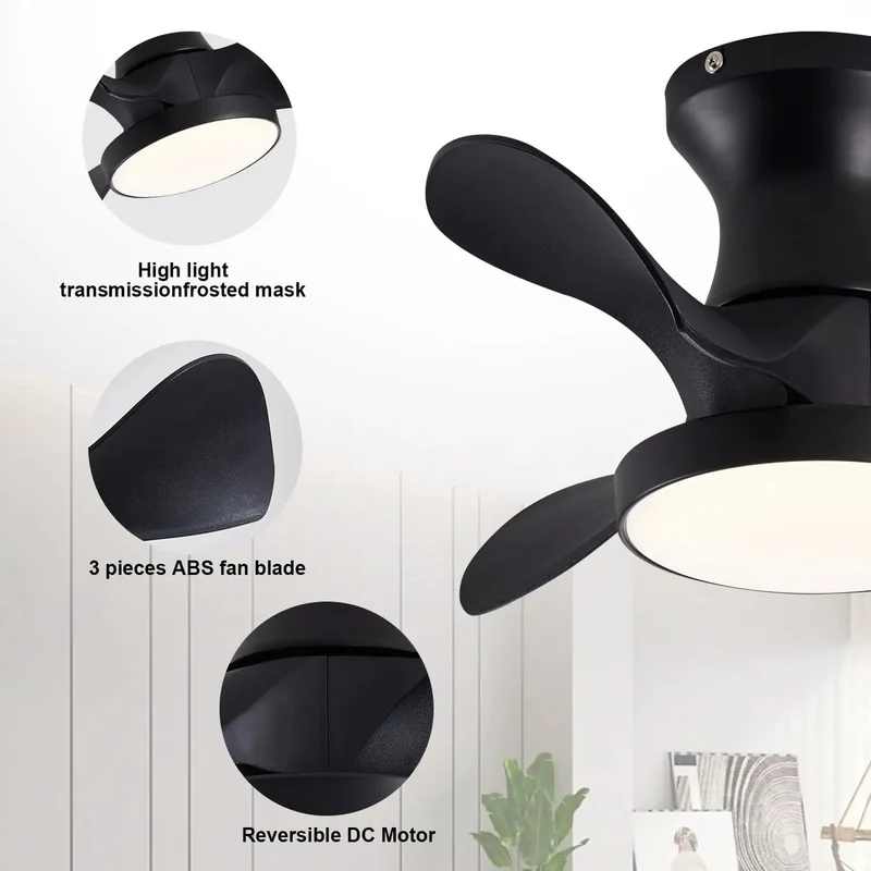 No Hassle Install Matte Black Ceiling Fan With Triple Temp Led Glow And Responsive Remote Wall Switch Plus Reversible Drive Motor For All Season Airflow Relaxation Quick Living Room Refresh