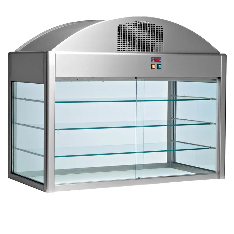 Steckerfertige Kühlvitrine mit Nachtrollo , Edelstahl , 141 cm Breite, S80/VRAF15-R2