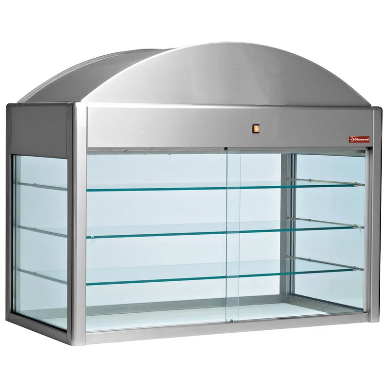 Stand-Neutralvitrine 216 cm , 3 Ebenen , Edelstahl mit SB-Klappen, S80/VNN22