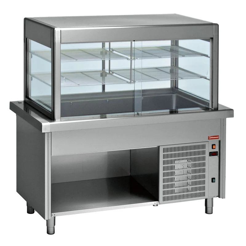 Gekühlte Ausgabevitrine für 4x GN 1/1 auf offenem Unterbau, 1500 mm, S80/RPTV15-R2