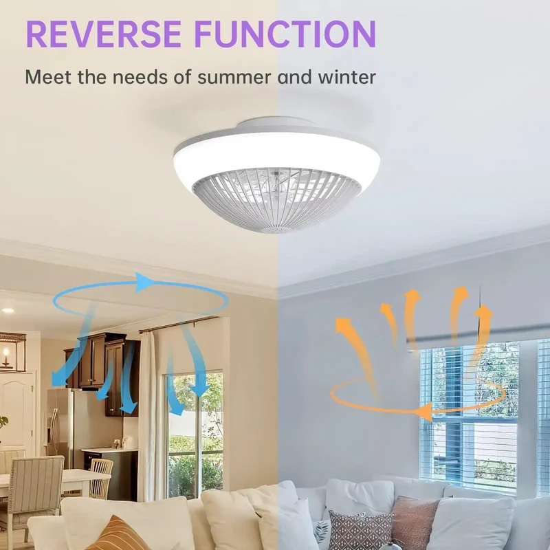 15 Inch Bladeless Ceiling Fan With Fly Flush Mount Look And Sick Rgb Led Atmosphere Support Six Speed Reversible Function Plus Silent Motor And Handy Remote Great For Bedroom Or Hangout Spot Bringing Clean Air And Dope Vibes Daily.