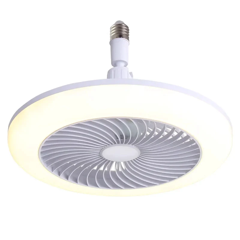 Premium 11 Inch E26 Socket Ceiling Fan With Dimmable 3 Color LED Light Featuring Three Speed Settings And Built Timer For Small Kitchens Bathrooms Closets Delivers Smooth Breeze And No Sweat Socket Install For Instant Chill Comfort In Tight Spots