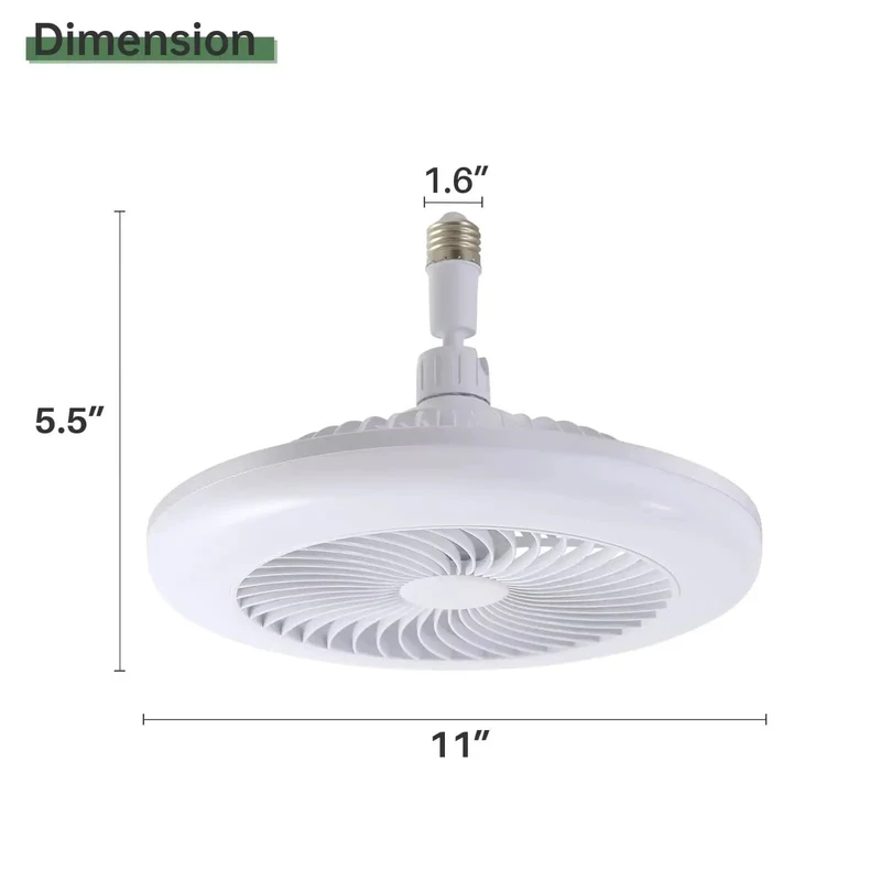 Premium 11 Inch E26 Socket Ceiling Fan With Dimmable 3 Color LED Light Featuring Three Speed Settings And Built Timer For Small Kitchens Bathrooms Closets Delivers Smooth Breeze And No Sweat Socket Install For Instant Chill Comfort In Tight Spots