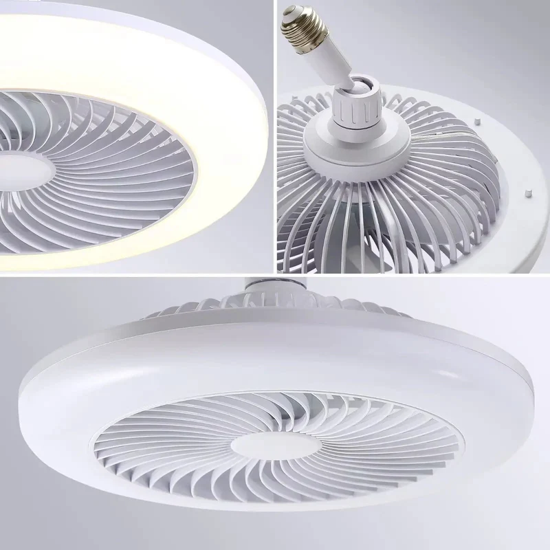 Premium 11 Inch E26 Socket Ceiling Fan With Dimmable 3 Color LED Light Featuring Three Speed Settings And Built Timer For Small Kitchens Bathrooms Closets Delivers Smooth Breeze And No Sweat Socket Install For Instant Chill Comfort In Tight Spots