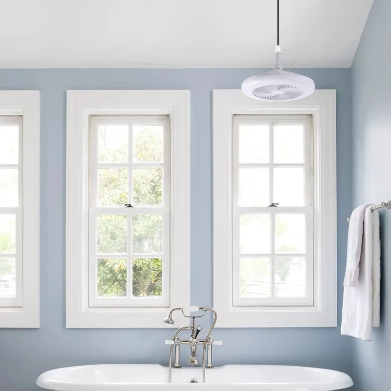 Premium 11 Inch E26 Socket Ceiling Fan With Dimmable 3 Color LED Light Featuring Three Speed Settings And Built Timer For Small Kitchens Bathrooms Closets Delivers Smooth Breeze And No Sweat Socket Install For Instant Chill Comfort In Tight Spots