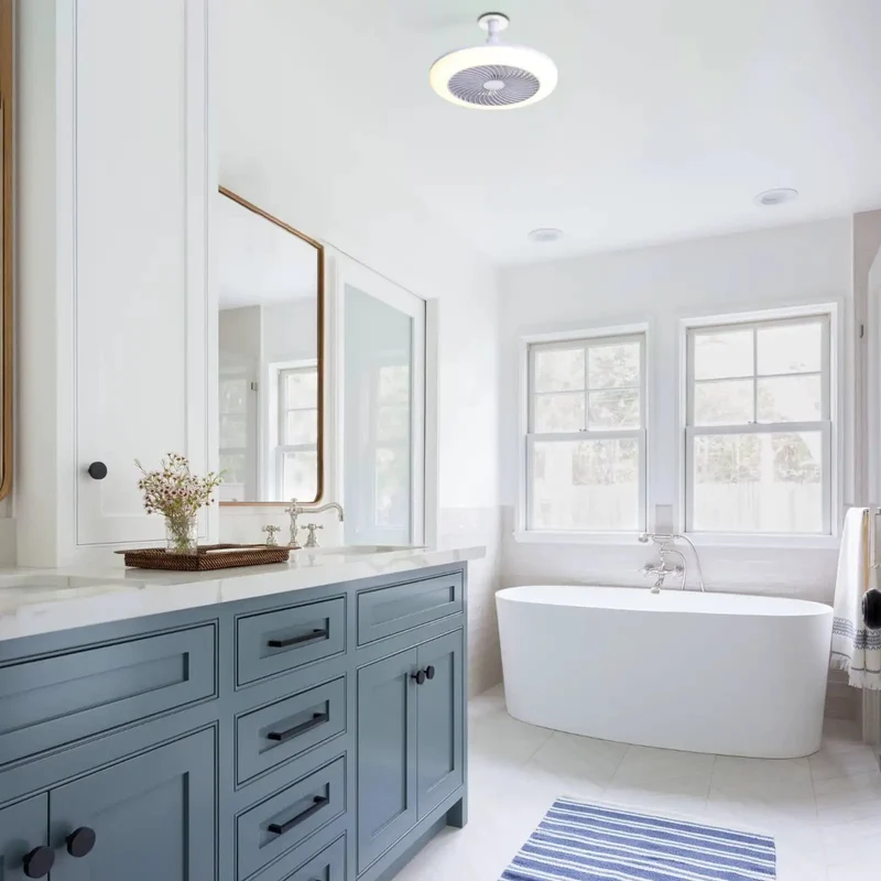 Premium 11 Inch E26 Socket Ceiling Fan With Dimmable 3 Color LED Light Featuring Three Speed Settings And Built Timer For Small Kitchens Bathrooms Closets Delivers Smooth Breeze And No Sweat Socket Install For Instant Chill Comfort In Tight Spots