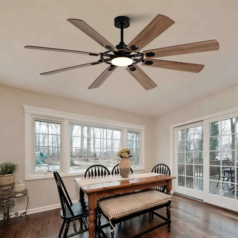Large Ceiling Fan With Light And Ultra Silent DC Motor Giving Six Speed Choices Plus Sleek Reversible Blades And Tunable Memory Bulbs For Easy Hang And All Day Chill Breeze Vibes