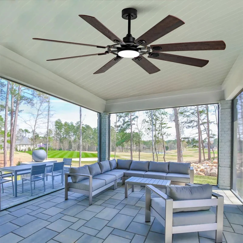 Large Ceiling Fan With Light And Ultra Silent DC Motor Giving Six Speed Choices Plus Sleek Reversible Blades And Tunable Memory Bulbs For Easy Hang And All Day Chill Breeze Vibes