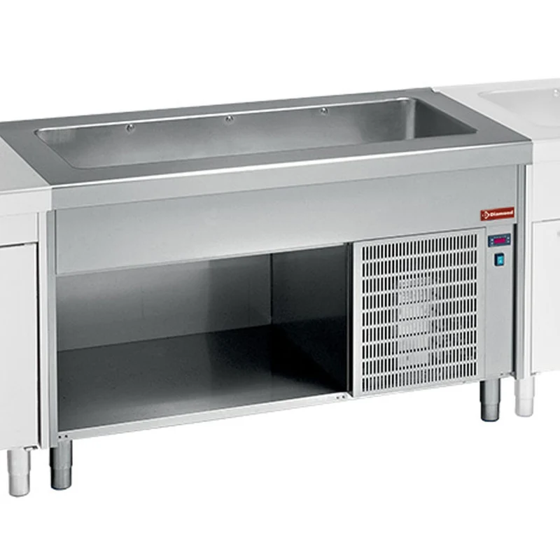Kühlwanne mit offenem Unterbau für 4x GN 1/1 , Edelstahl , 1500 mm, S80/RCT15-R2