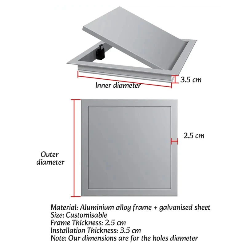 Heavy Duty Light Gray Aluminum And Steel Access Panel For Suspended Ceilings Seamless Welded Inspect Door Smooth Finish No Sweat Install Rust Proof Top Notch Hardware