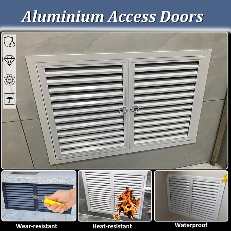 Super Heavy Duty Aluminum Louvered Access Panel Double Door Inspection Hatch For Ceilings Drywall Cabinets With Quick Snap Install And Made To Spec Sizing