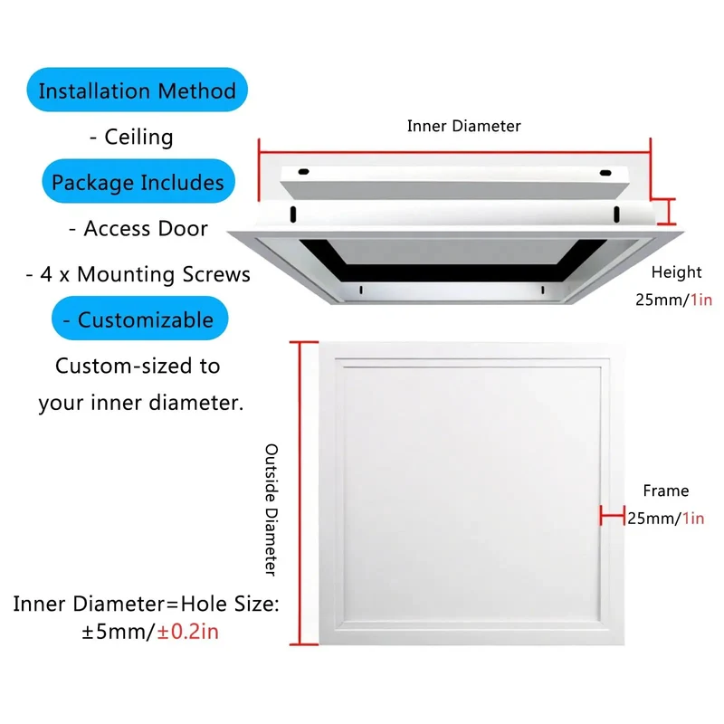 8x8 Heavy Gauge Aluminum Ceiling Access Panel With Smooth White Removable Drywall Cover For Rad Home Reno And Quick Maintenance Fixups Without Any Stress Or Drama