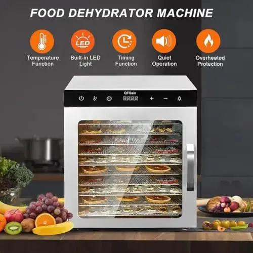 Top Shelf Heavy Duty Electric Food Dehydrator Rock Solid Stainless Steel Build Hella Easy Tray Cleanup 24 Hour Timer Adjustable Thermostat For Jerky Meat Fruits And Healthy Homemade Snacks