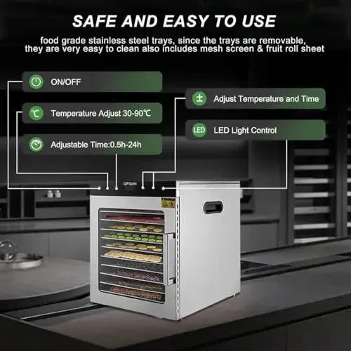 Top Shelf Heavy Duty Electric Food Dehydrator Rock Solid Stainless Steel Build Hella Easy Tray Cleanup 24 Hour Timer Adjustable Thermostat For Jerky Meat Fruits And Healthy Homemade Snacks