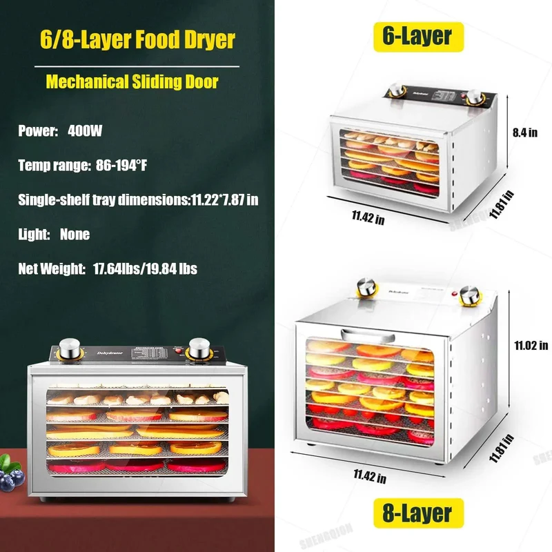 Heavy Duty Electric Food Dehydrator With Six Stainless Steel Trays And Smart Digital Timer For Whipping Up Dry Dog Treats Beef Jerky And Fresh Snacks Plus Zero Drama Clear Glass Door And Quick Rinse Trays