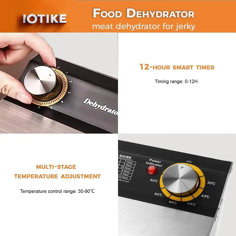 Heavy Duty Workhorse Stainless Steel Freeze Dryer And Electric Food Dehydrator With Smart 12 Hour Countdown Timer And Straight Up Precise Temperature Controls For Top Shelf Homemade Jerky Fresh Kitchen Herbs Garden Vegetables And Premium Dog Treats