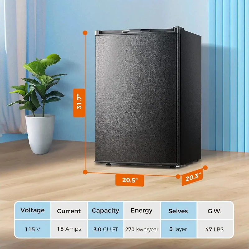 Slick Compact 3 Cubic Feet Upright Freezer In Matte Black Housing With Two Slide Out Shelves Designed For Hassle Free Storage Of Meat Seafood Ice Cream And Breast Milk While Keeping Your Daily Grocery Hauls Chilled And Easily Accessible